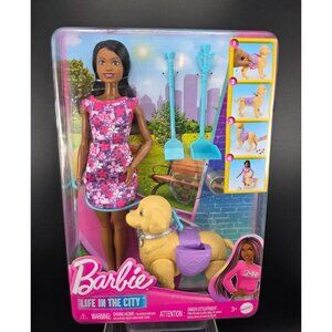 Barbie Doll & Dog Playset Life In The City With Accessories For Pet Fun